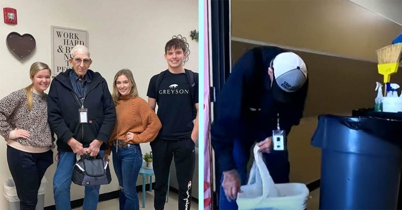 Kind Students Noticed 80-Yr-Old Janitor Come Out Of Retirement To Pay His Bills, Raised $270,880 For Him
