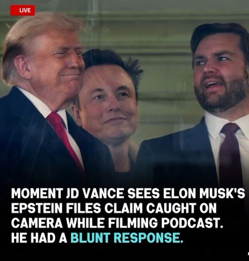 The Exact Moment JD Vance Saw Elon Musk’s Epstein Files Claim Live on Camera
